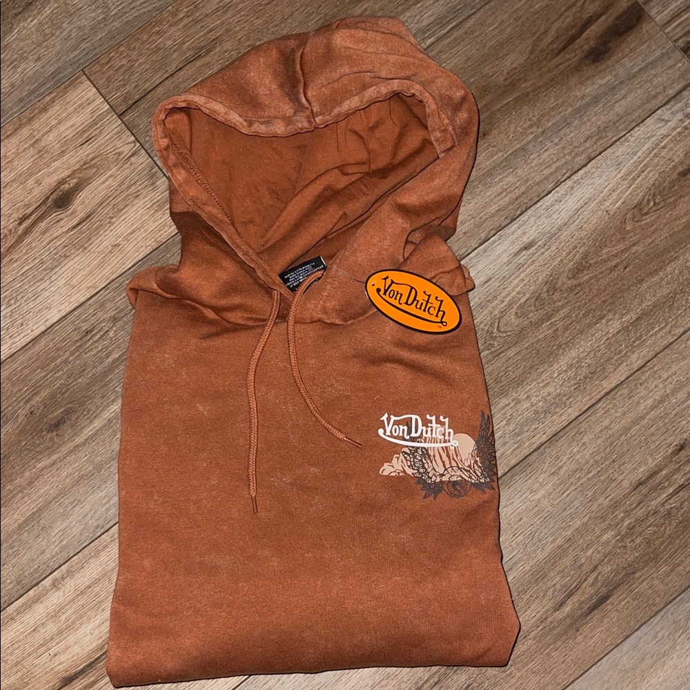 Von Dutch Men's Rust Hoodie Sweater